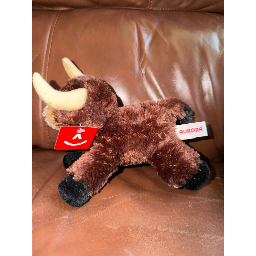 Aurora World Brown Bull Plush Stuffed Animal Highland Cow‎ NWT 8 Inch